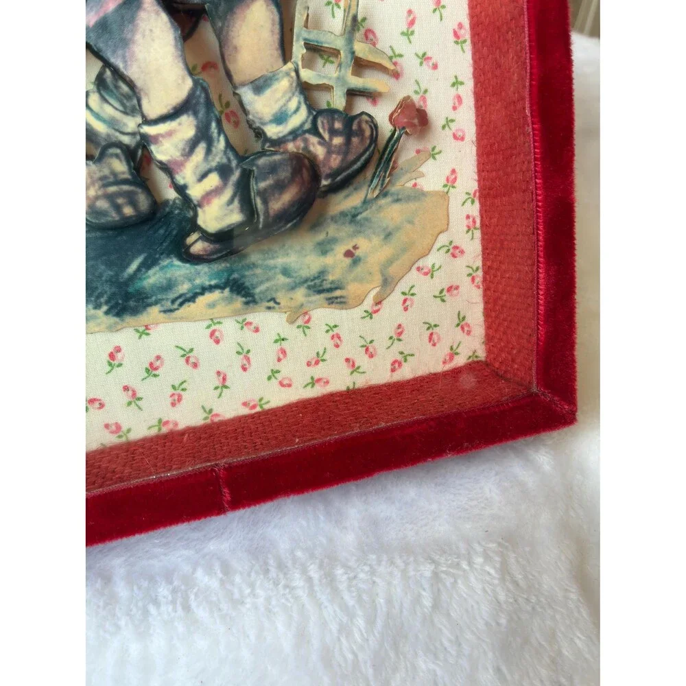 Vintage Handmade Hummel Shadowbox | Vintage Nursery Decor | Cottagecore Wall Art
